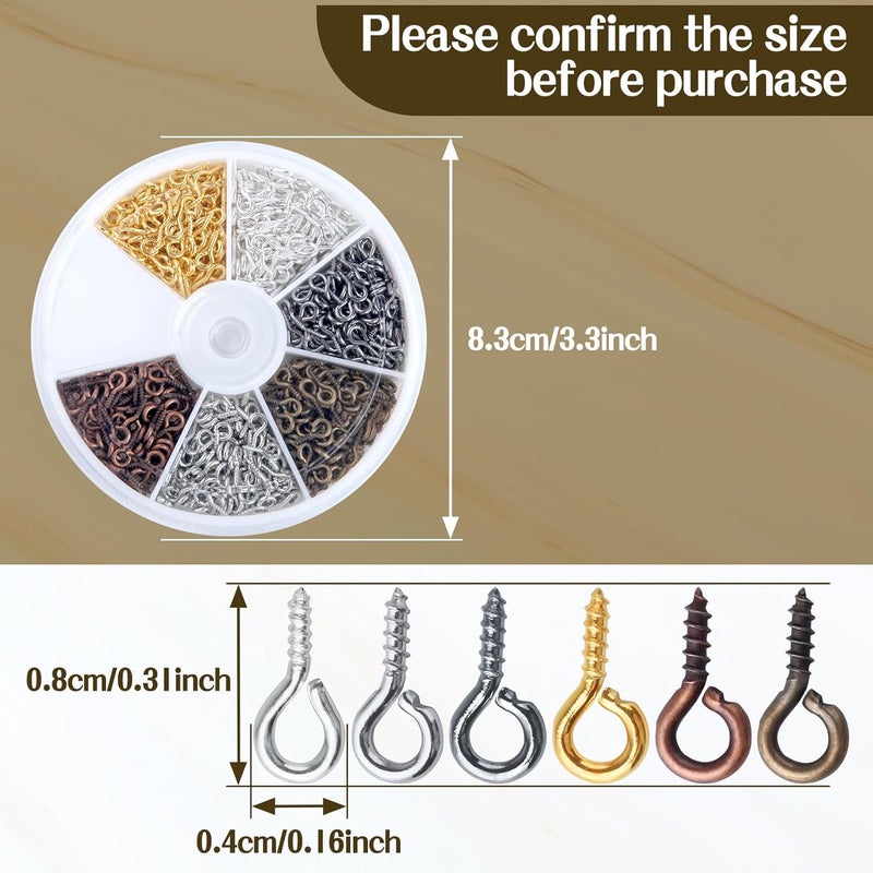 LEONTOOL 600 Pcs Small Screw Eye Pins for Jewelry Making, 4 x 8mm Mini Eyes Hooks Eyes Bolts Hooks Ring Screws Self Tapping Screws for Cork Top Bottles Charm Bead Metal Hoop Peg Bracelet Connectors - Image 2